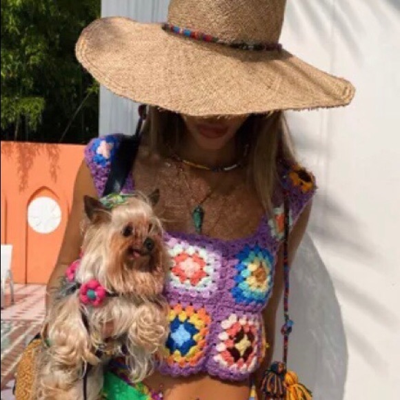 🌴NEW! Boho, multi colour, crocheted,cotton crop top - Picture 8 of 13